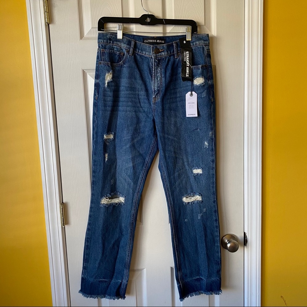 Express jeans high rise/straight ankle